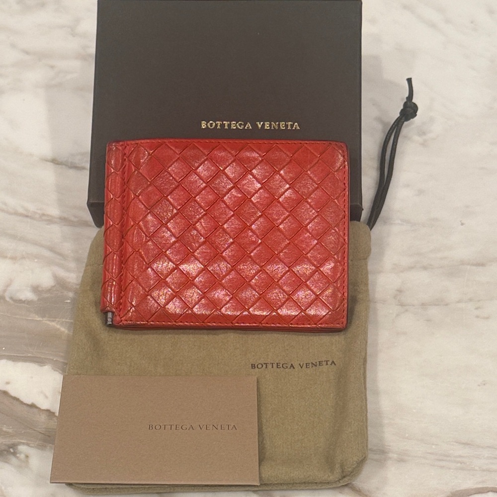 Bottega Veneta Intrecciato Piccolo Bi-Fold Wallet Orange/Red
